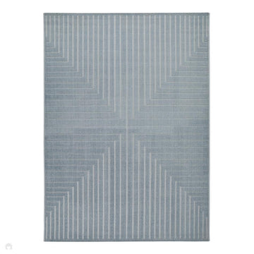 Maze MAZ104 Modern Geometric Metallic Shimmer Carved Hi-Lo Soft-Touch Polyester Low Profile Short Pile Misty Steel Blue Rug-Concept Looms-Rug Love - The Most Loved Rug Store